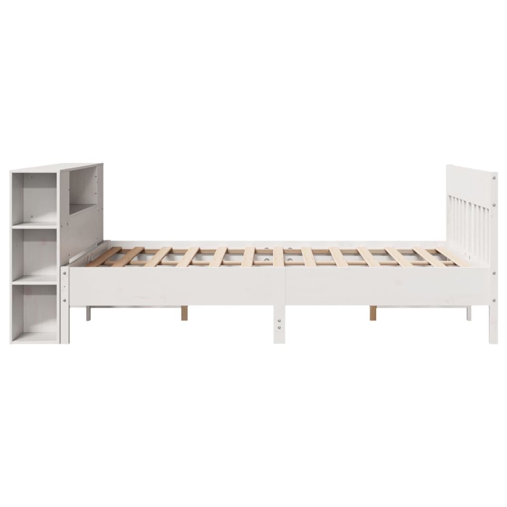 seng med reol uden madras 120x190 cm massivt fyrretræ hvid