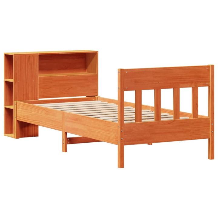 seng med reol uden madras 100x200cm massivt fyrretræ gyldenbrun