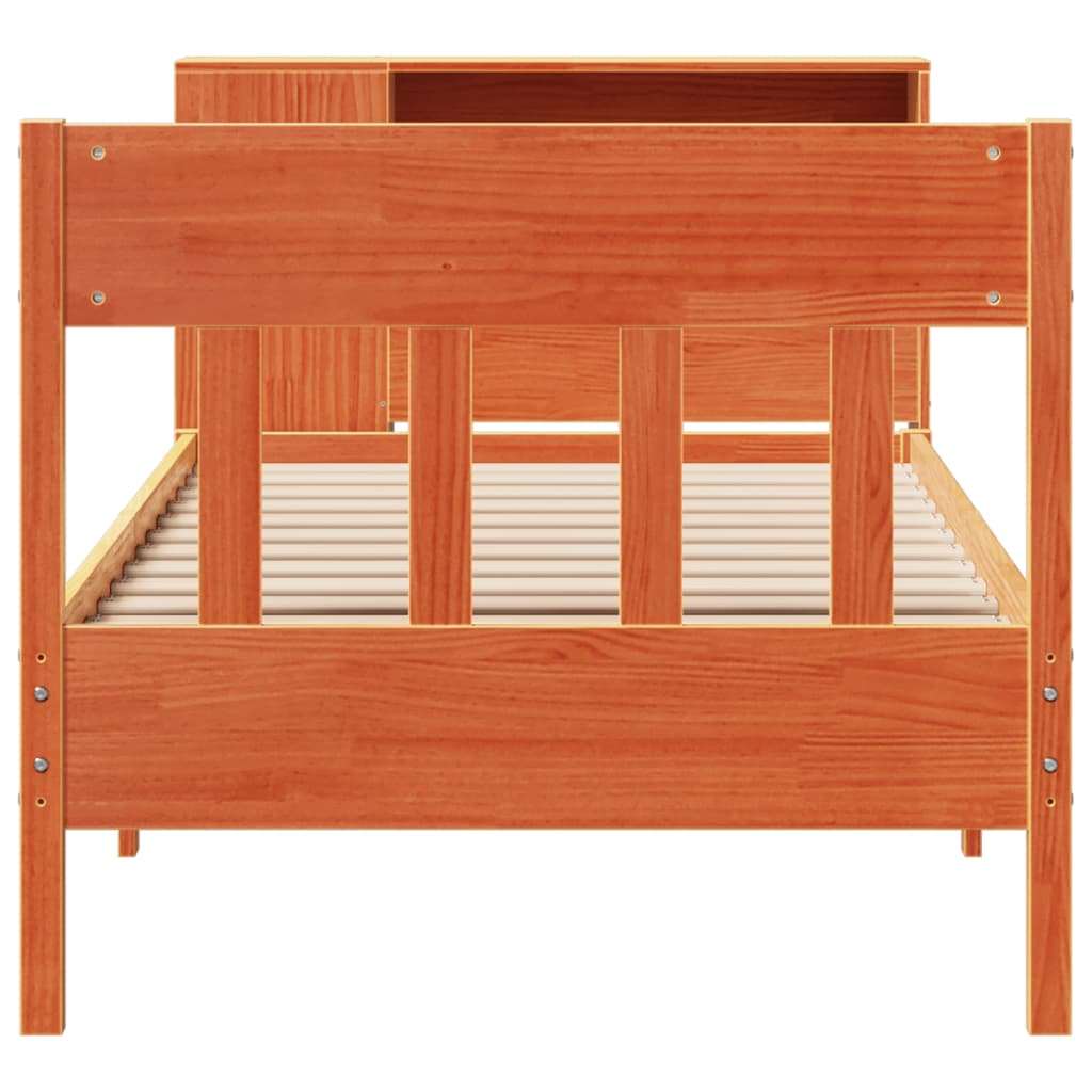 seng med reol uden madras 100x200cm massivt fyrretræ gyldenbrun