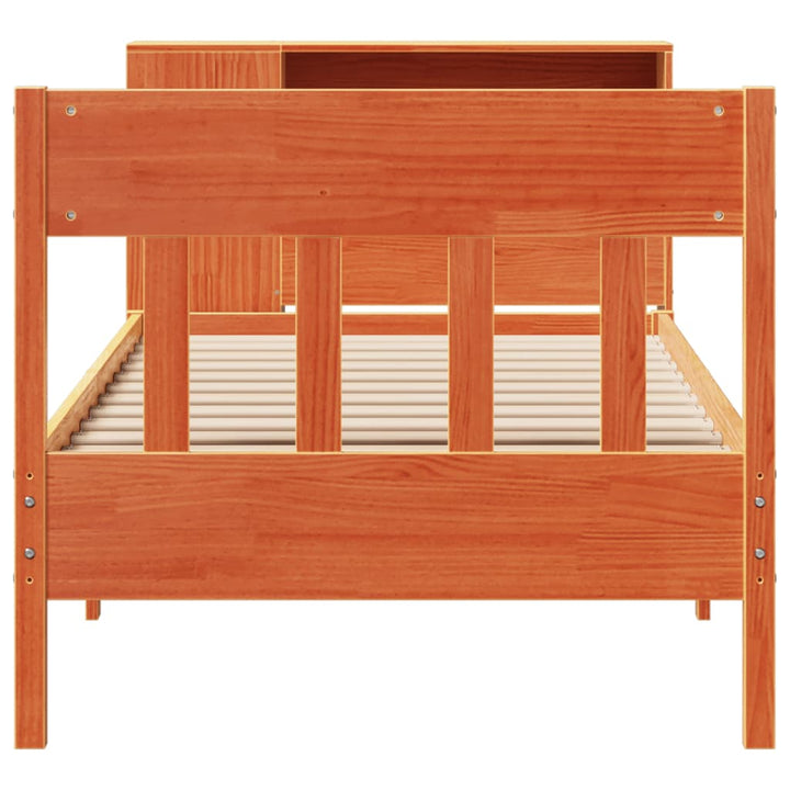 seng med reol uden madras 100x200cm massivt fyrretræ gyldenbrun