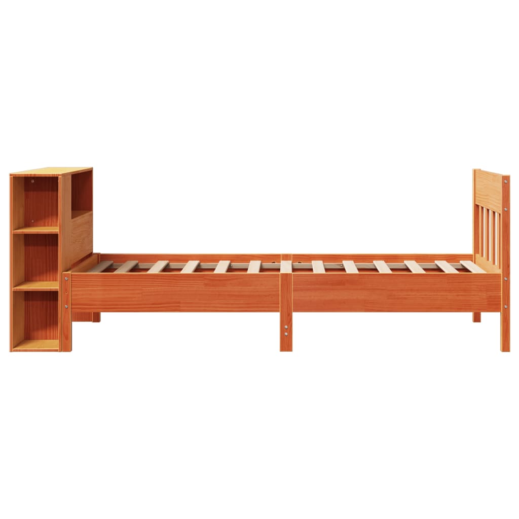 seng med reol uden madras 100x200cm massivt fyrretræ gyldenbrun
