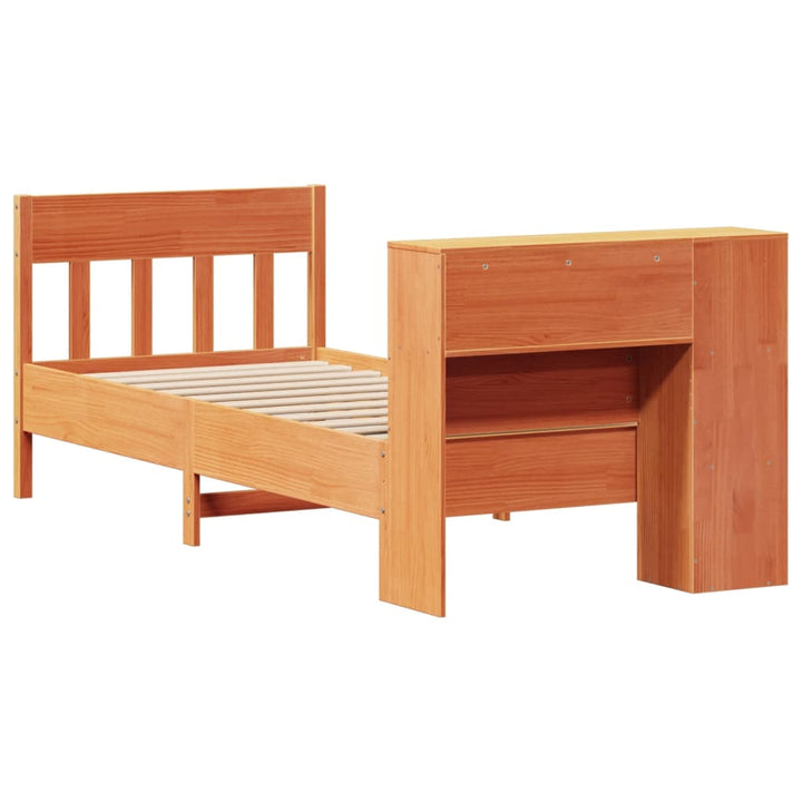seng med reol uden madras 100x200cm massivt fyrretræ gyldenbrun