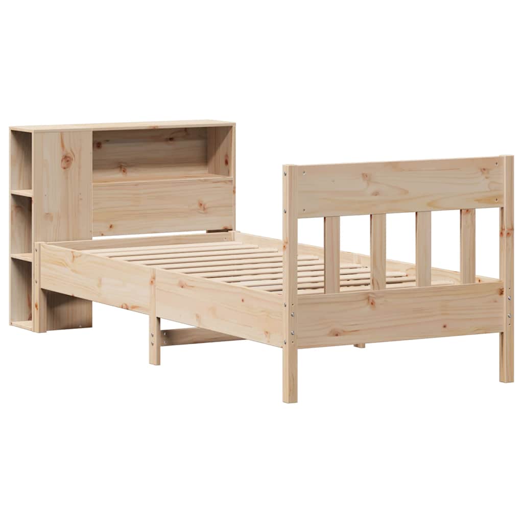seng med reol uden madras 75x190 cm massivt fyrretræ