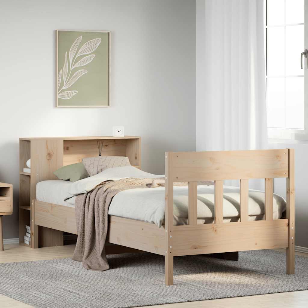 seng med reol uden madras 75x190 cm massivt fyrretræ