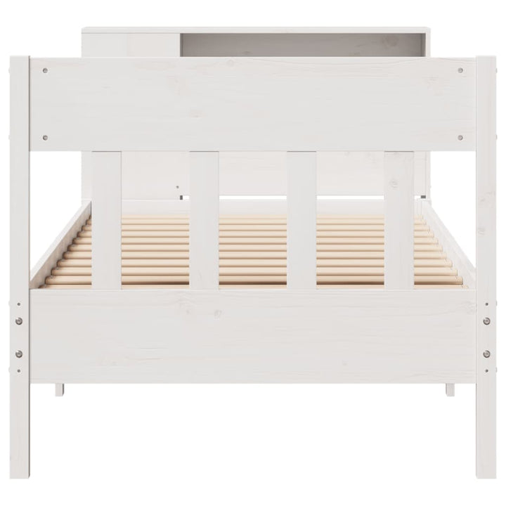 seng med reol uden madras 75x190 cm massivt fyrretræ hvid