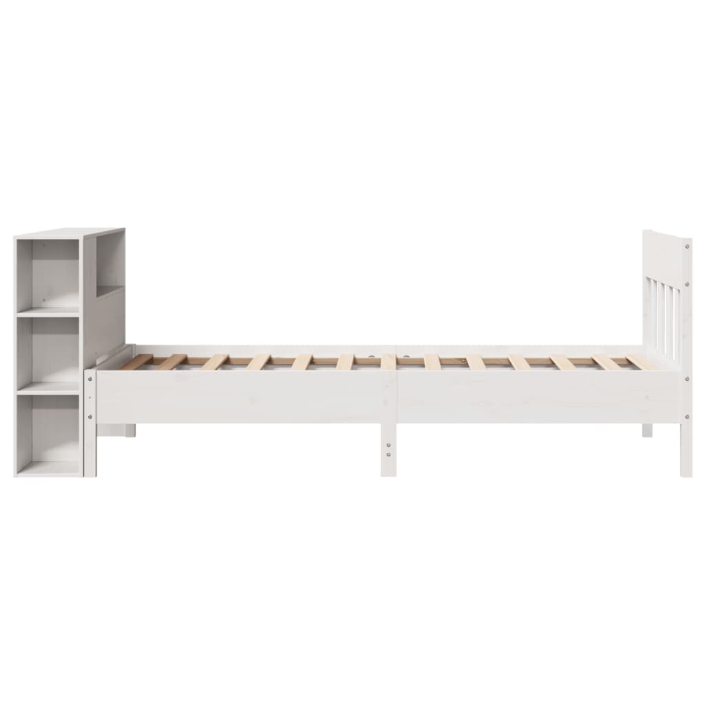 seng med reol uden madras 75x190 cm massivt fyrretræ hvid