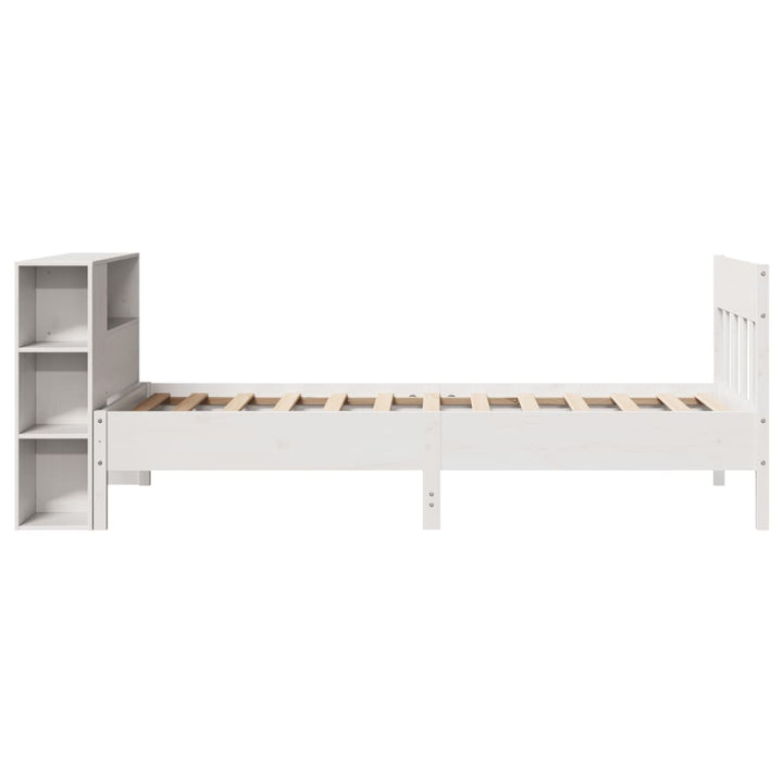 seng med reol uden madras 75x190 cm massivt fyrretræ hvid