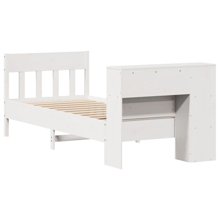 seng med reol uden madras 75x190 cm massivt fyrretræ hvid