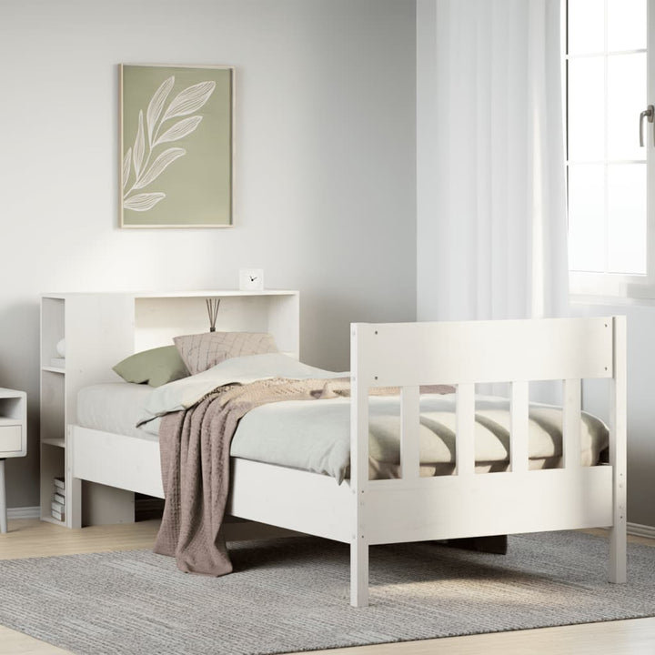 seng med reol uden madras 75x190 cm massivt fyrretræ hvid