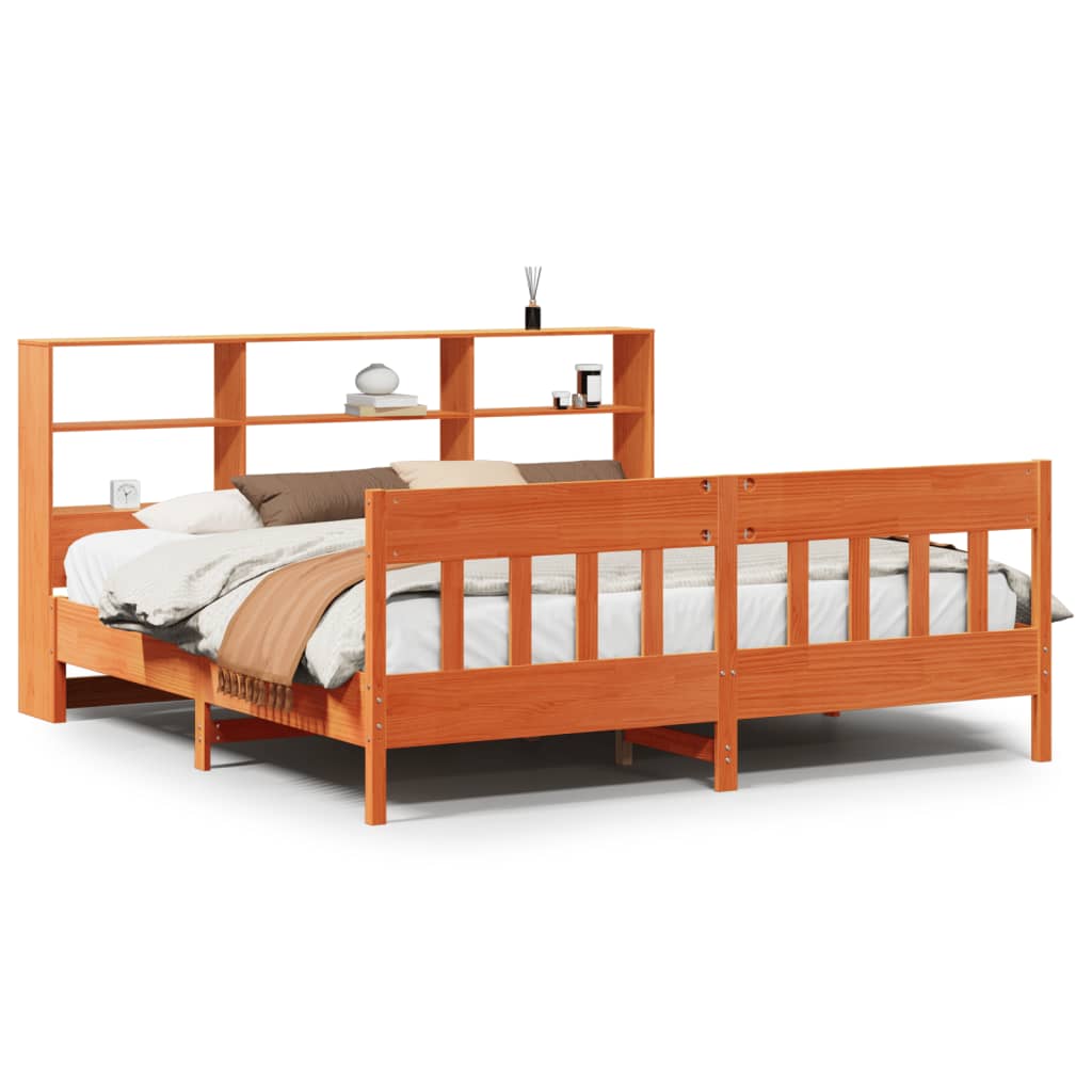 sengeramme uden madras 200x200 cm massivt fyrretræ gyldenbrun