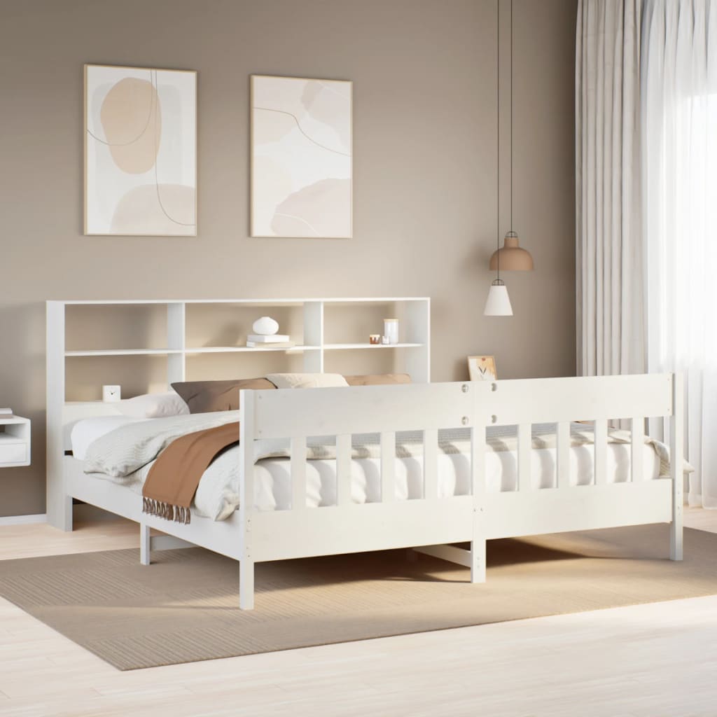 sengeramme uden madras 180x200 cm massivt fyrretræ hvid
