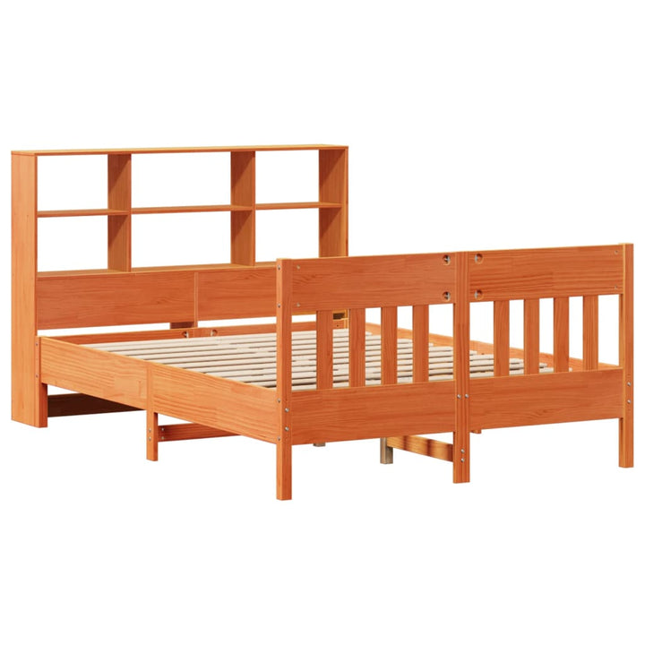 sengeramme uden madras 135x190 cm massivt fyrretræ brun
