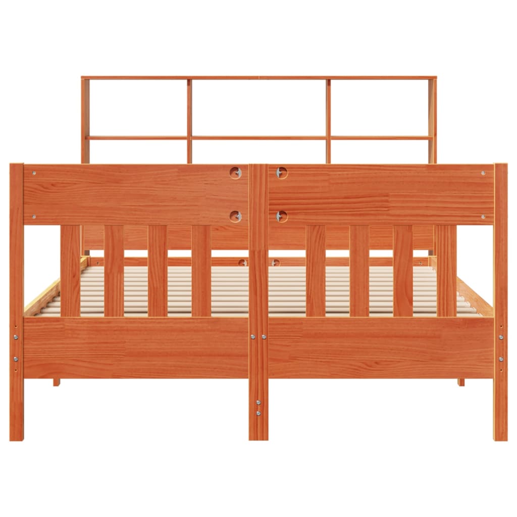 sengeramme uden madras 135x190 cm massivt fyrretræ brun