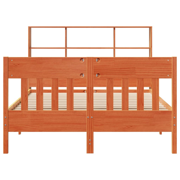 sengeramme uden madras 135x190 cm massivt fyrretræ brun