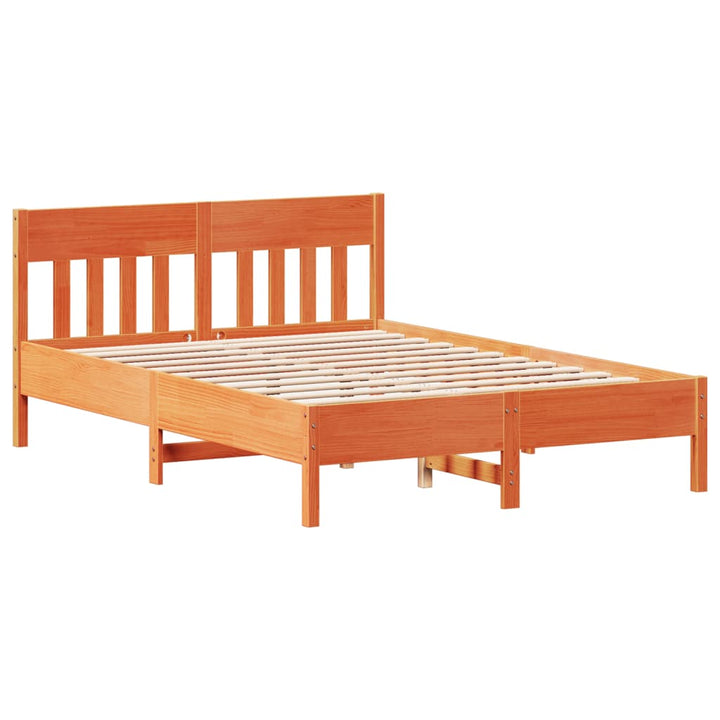 sengeramme uden madras 135x190 cm massivt fyrretræ brun