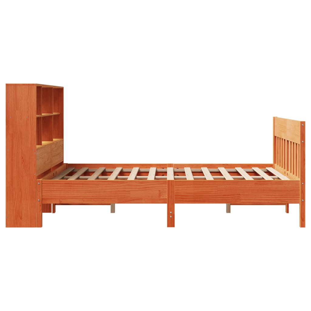sengeramme uden madras 135x190 cm massivt fyrretræ brun