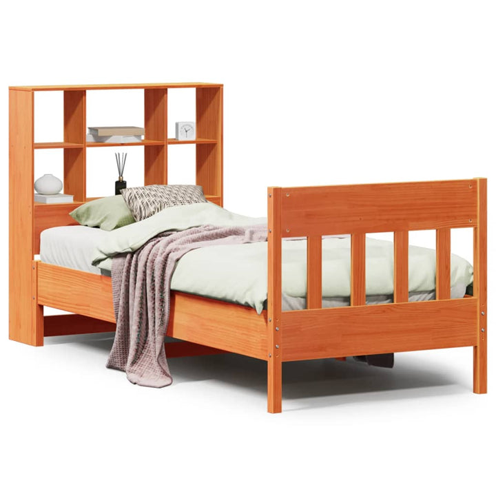 sengeramme uden madras 75x190 cm massivt fyrretræ gyldenbrun