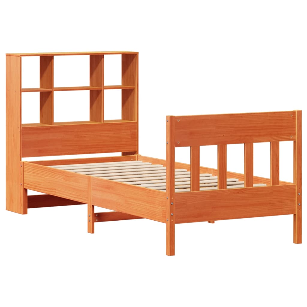 sengeramme uden madras 75x190 cm massivt fyrretræ gyldenbrun