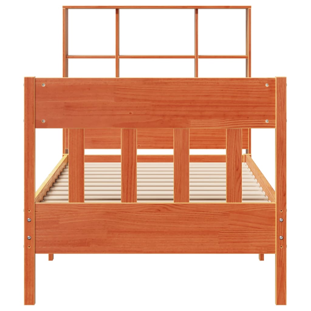 sengeramme uden madras 75x190 cm massivt fyrretræ gyldenbrun
