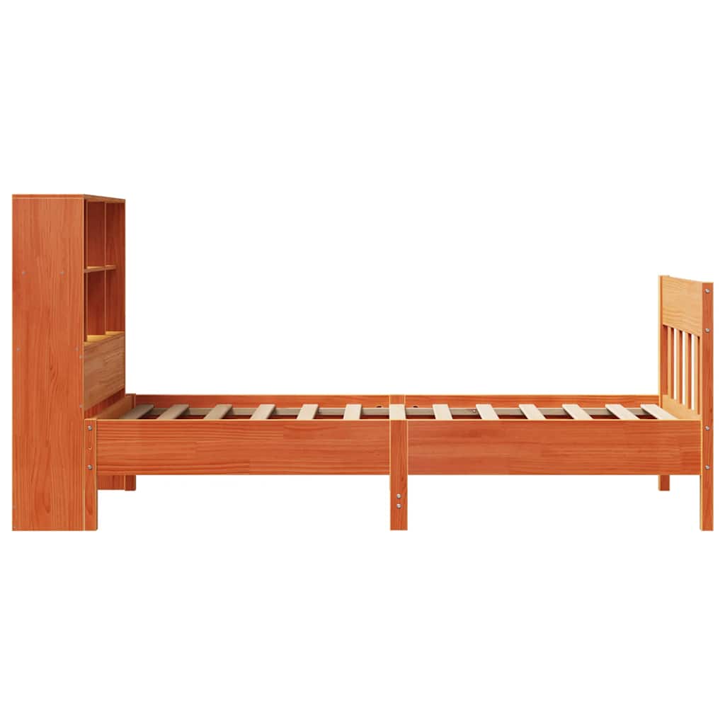 sengeramme uden madras 75x190 cm massivt fyrretræ gyldenbrun