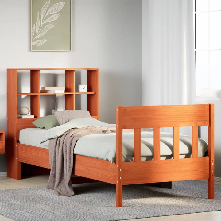 sengeramme uden madras 75x190 cm massivt fyrretræ gyldenbrun