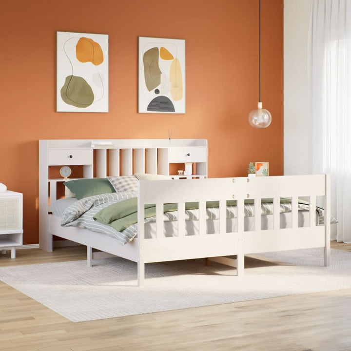 sengeramme uden madras 180x200 cm massivt fyrretræ hvid