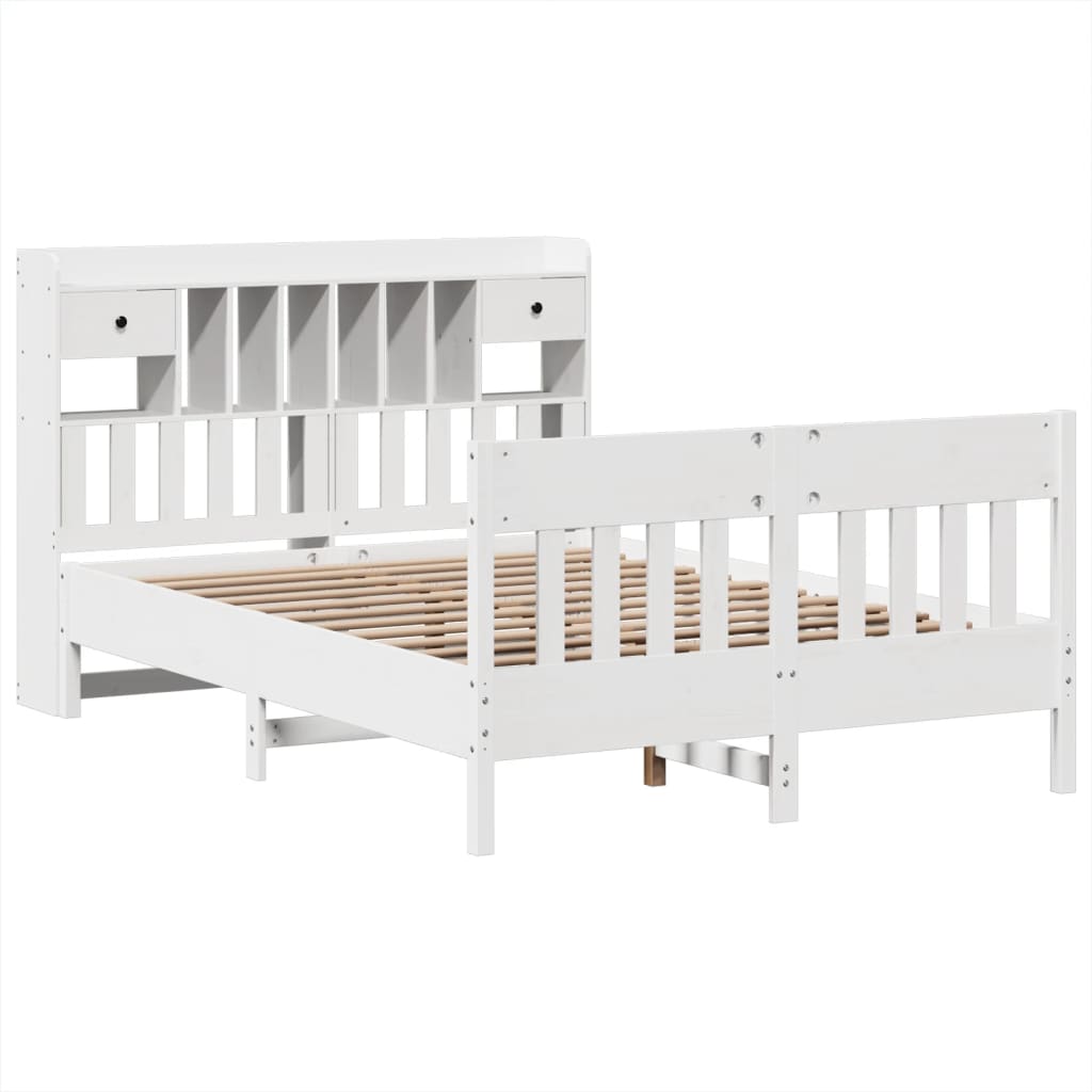 sengeramme uden madras 150x200 cm massivt fyrretræ hvid