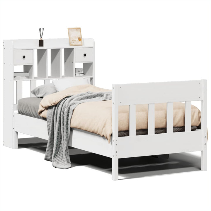sengeramme uden madras 90x200 cm massivt fyrretræ hvid