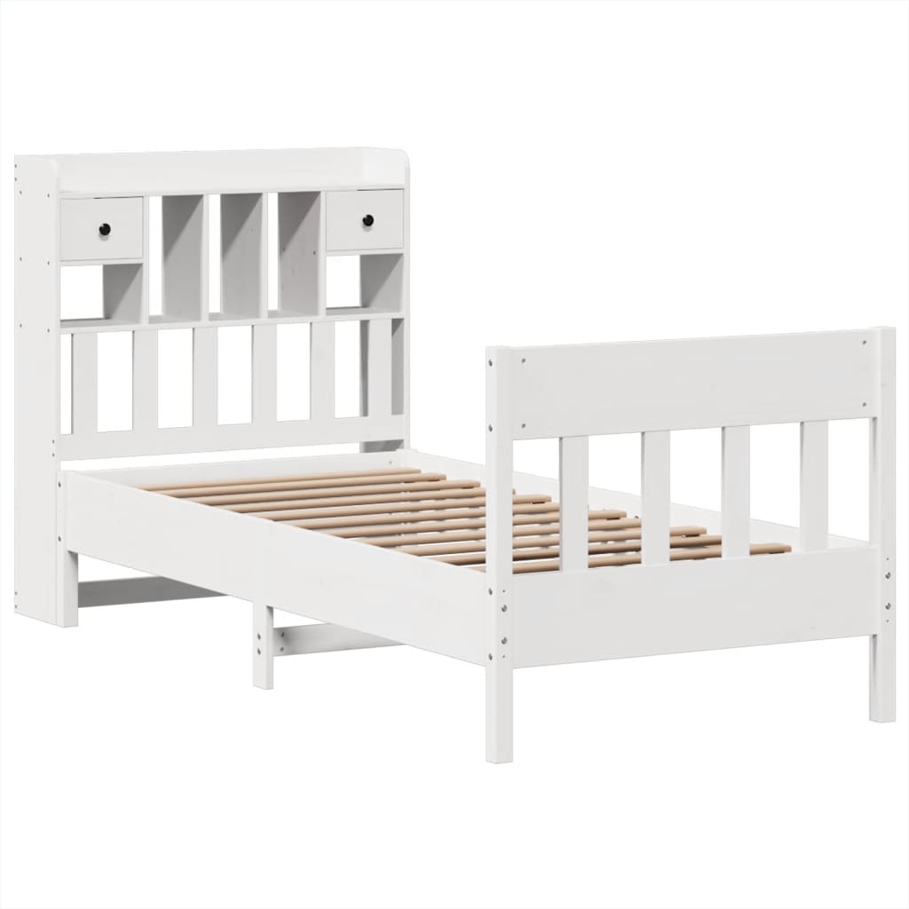 sengeramme uden madras 90x200 cm massivt fyrretræ hvid