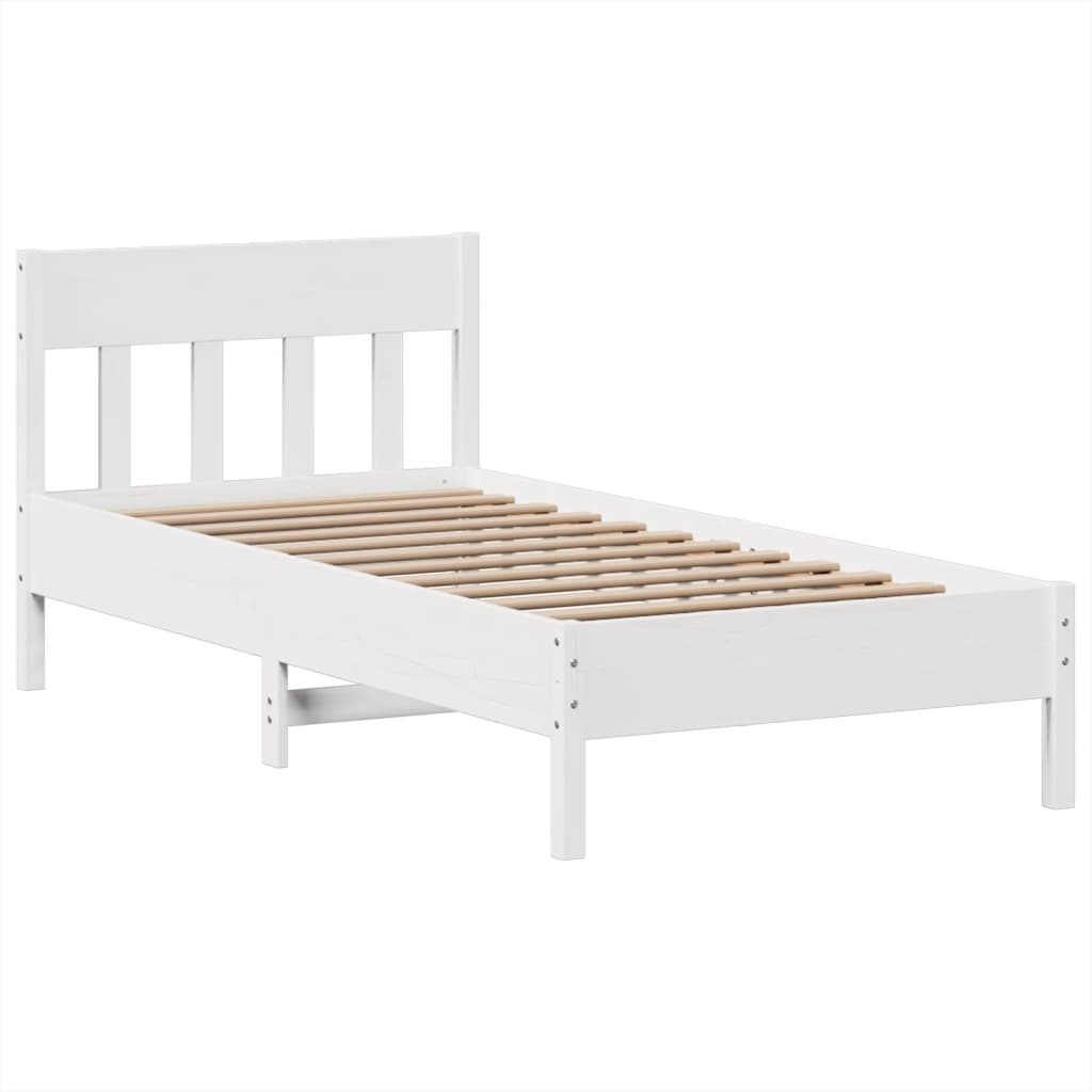 sengeramme uden madras 90x200 cm massivt fyrretræ hvid