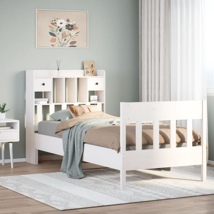 sengeramme uden madras 90x200 cm massivt fyrretræ hvid
