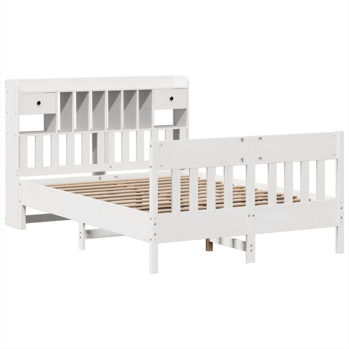 sengeramme uden madras 140x190 cm massivt fyrretræ hvid