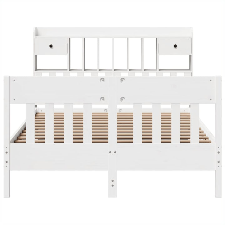 sengeramme uden madras 140x190 cm massivt fyrretræ hvid