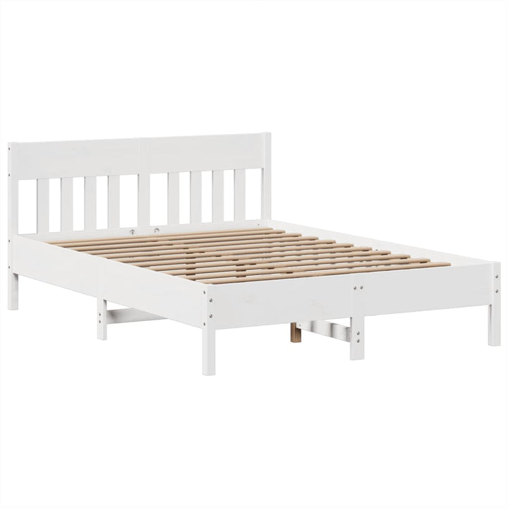 sengeramme uden madras 140x190 cm massivt fyrretræ hvid