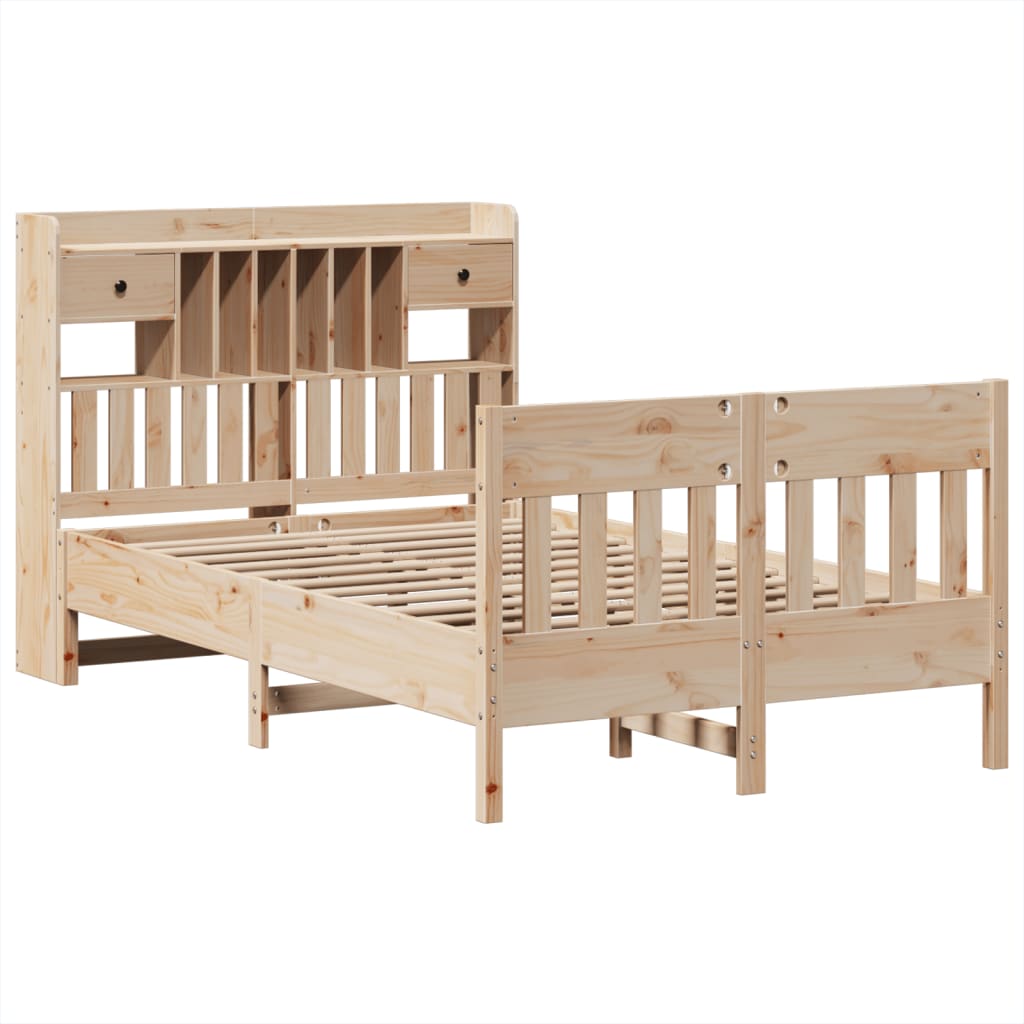sengeramme uden madras 135x190 cm massivt fyrretræ hvid
