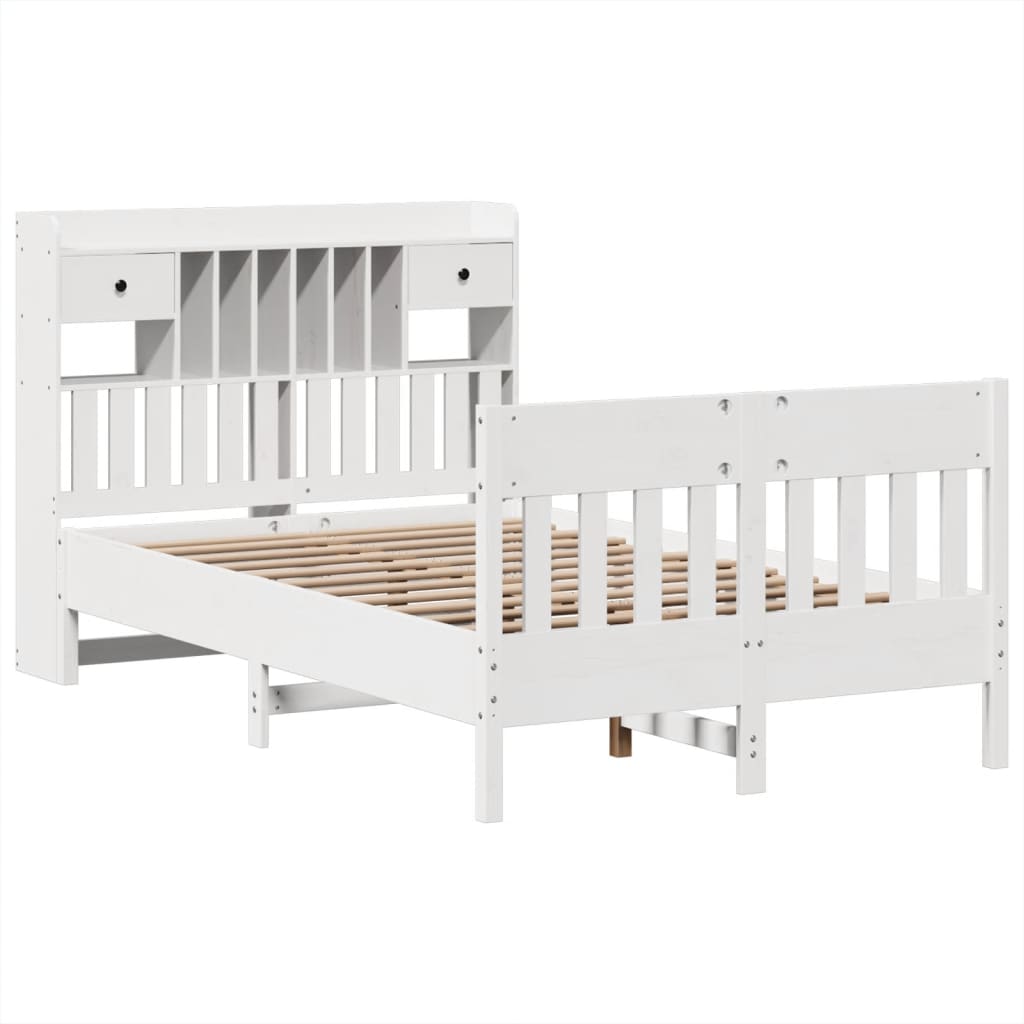 sengeramme uden madras 135x190 cm massivt fyrretræ hvid