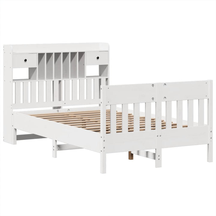 sengeramme uden madras 135x190 cm massivt fyrretræ hvid