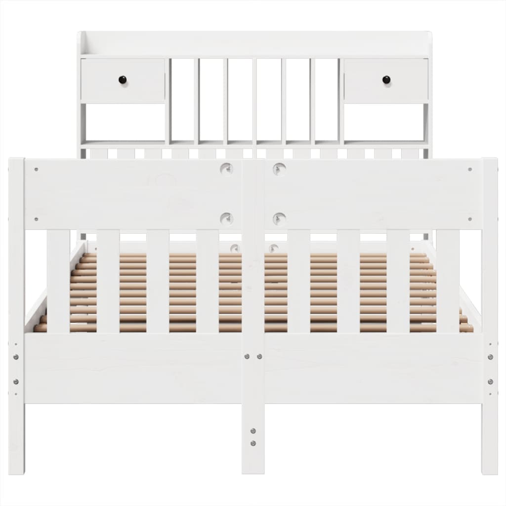 sengeramme uden madras 135x190 cm massivt fyrretræ hvid
