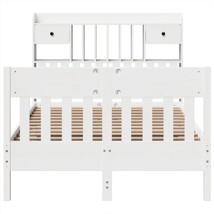 sengeramme uden madras 135x190 cm massivt fyrretræ hvid