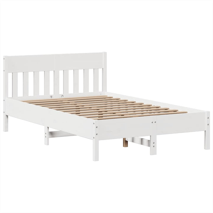 sengeramme uden madras 135x190 cm massivt fyrretræ hvid