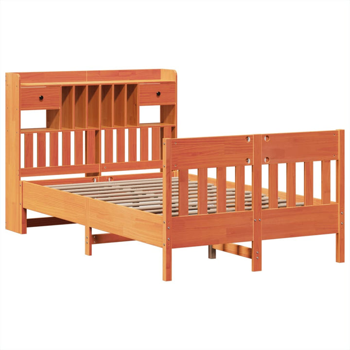 sengeramme uden madras 135x190 cm massivt fyrretræ brun