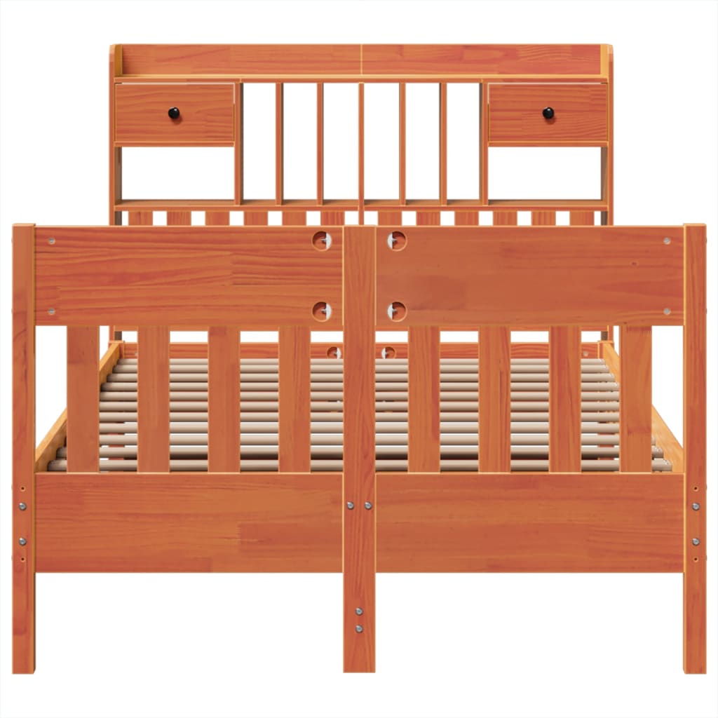 sengeramme uden madras 135x190 cm massivt fyrretræ brun