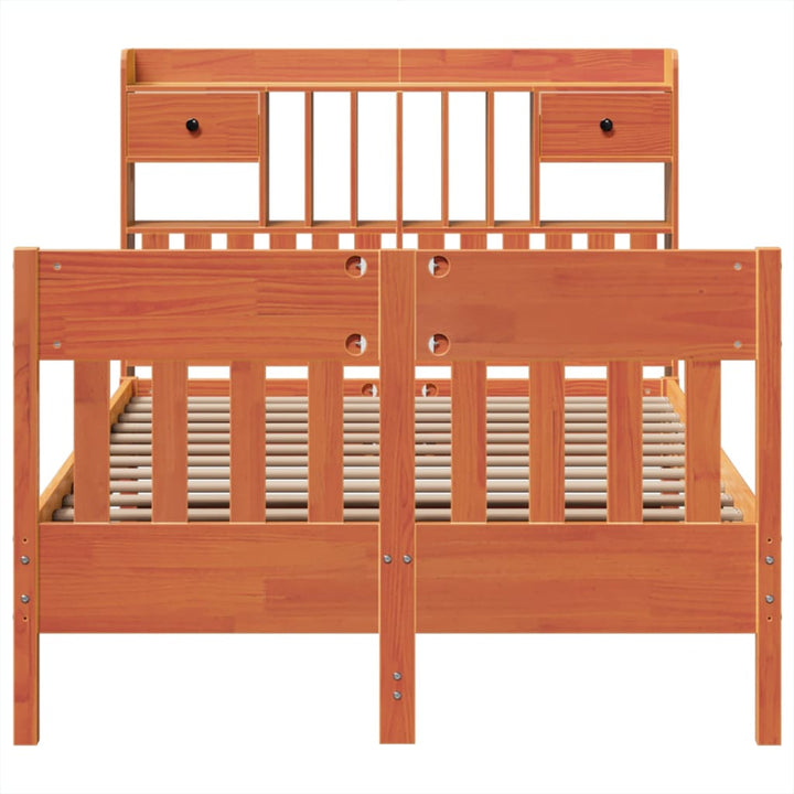 sengeramme uden madras 135x190 cm massivt fyrretræ brun