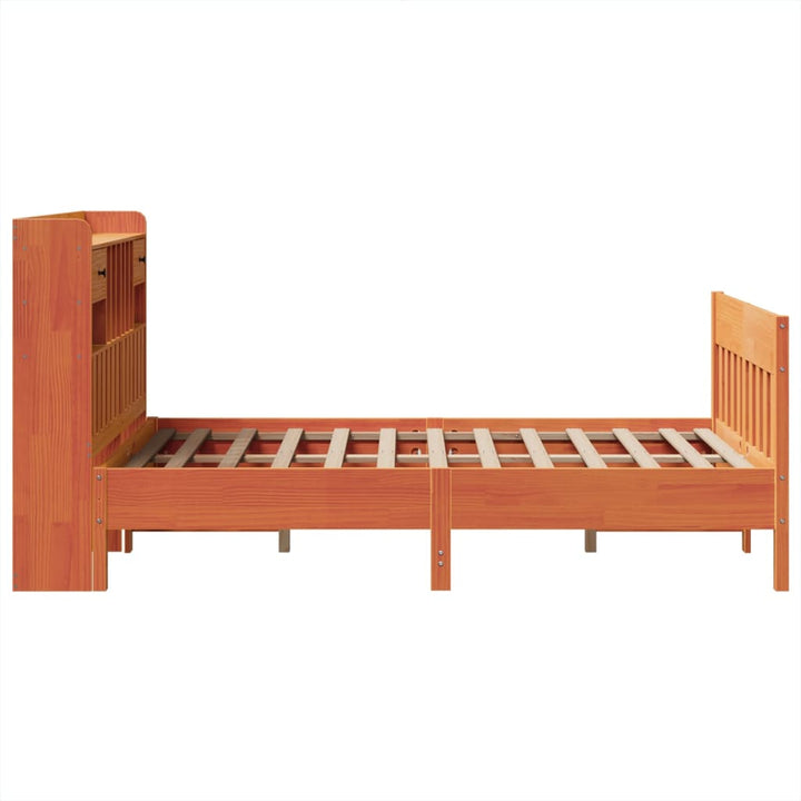 sengeramme uden madras 135x190 cm massivt fyrretræ brun