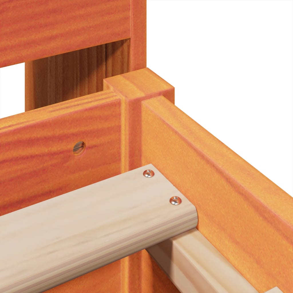 sengeramme uden madras 135x190 cm massivt fyrretræ brun