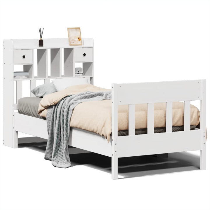 sengeramme uden madras 90x190 cm massivt fyrretræ hvid