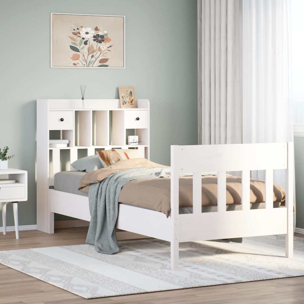 sengeramme uden madras 90x190 cm massivt fyrretræ hvid