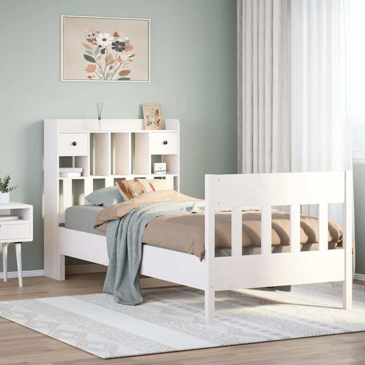 sengeramme uden madras 90x190 cm massivt fyrretræ hvid