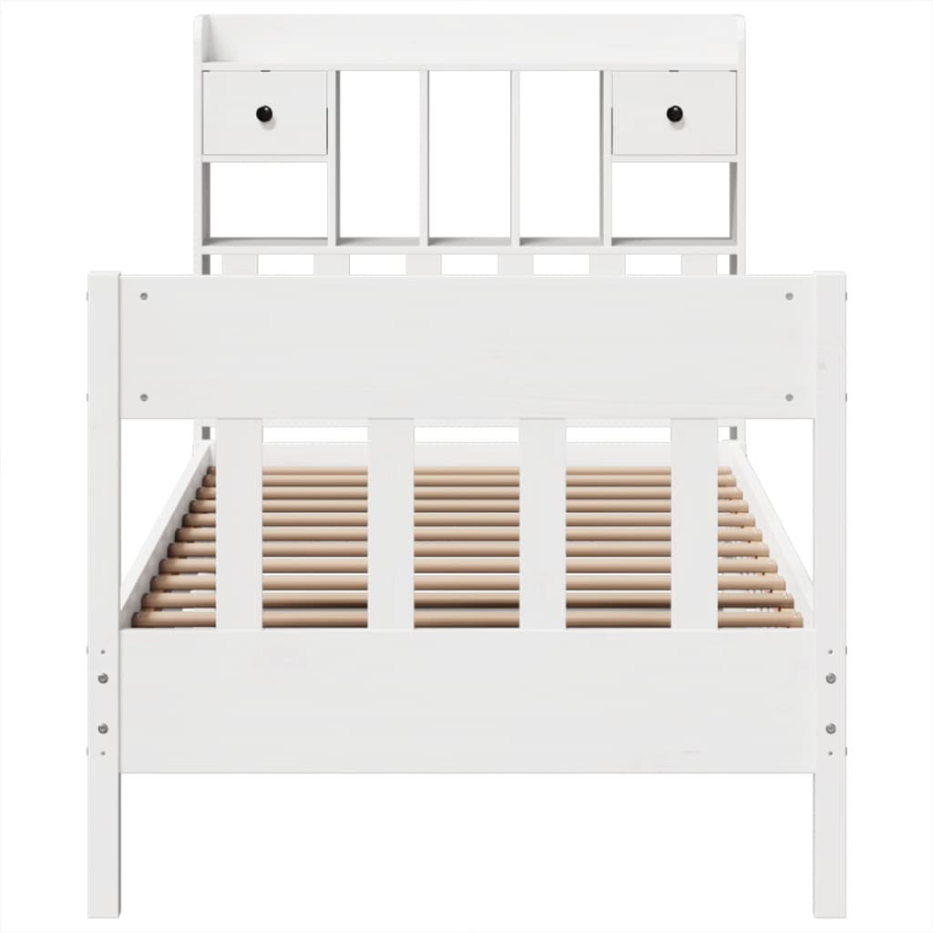 sengeramme uden madras 75x190 cm massivt fyrretræ hvid