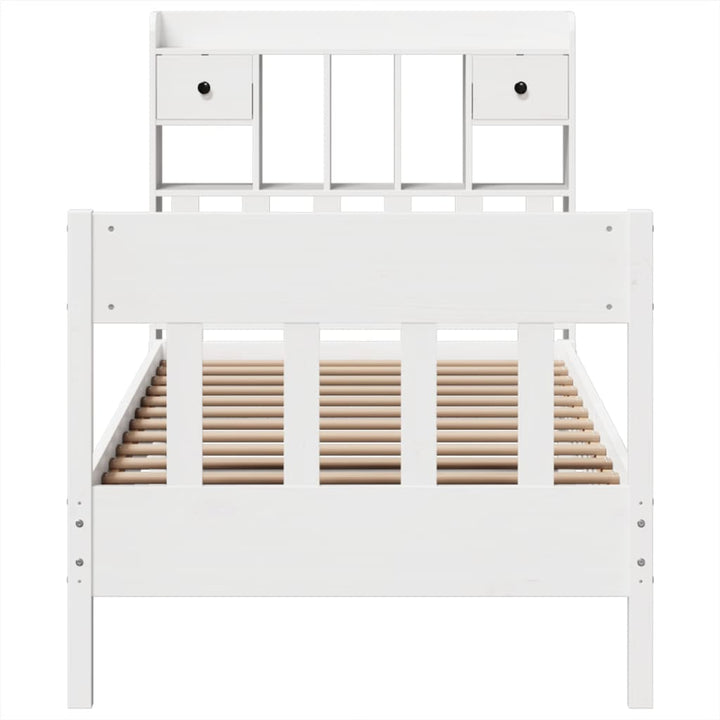 sengeramme uden madras 75x190 cm massivt fyrretræ hvid